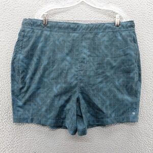Mack Weldon Mens XXL Topographic Print Swim Trunks Blue Teal Hybrid 6" Inseam